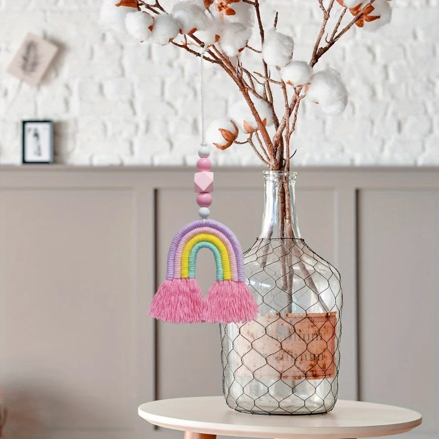 Art And Craft For Nursery - Carillons éoliens arc-en-ciel rose, tissage de
