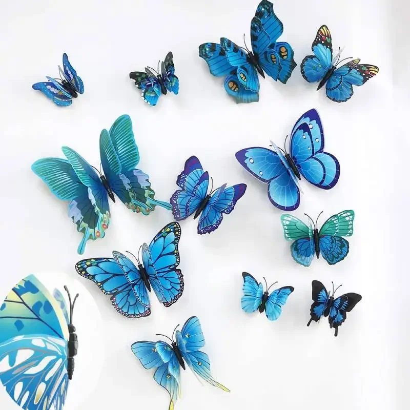 Art And Craft For Nursery - 12 autocollants muraux 3D papillons colorés,