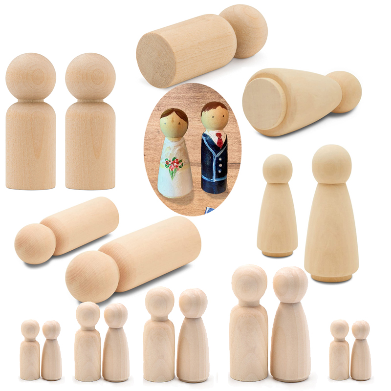 Art And Craft For Nursery - 5 poupées en bois non finies,