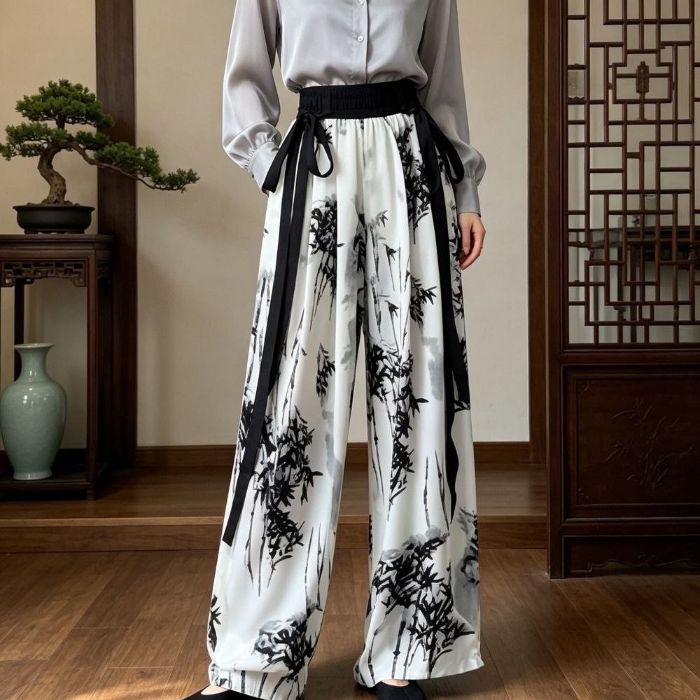 Silk Painting Dye - Pantalon décontracté rétro en soie glacée