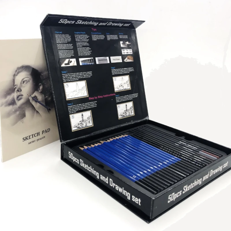50 pièces ensemble de crayons  - Sketching Charcoal Set avis et prix