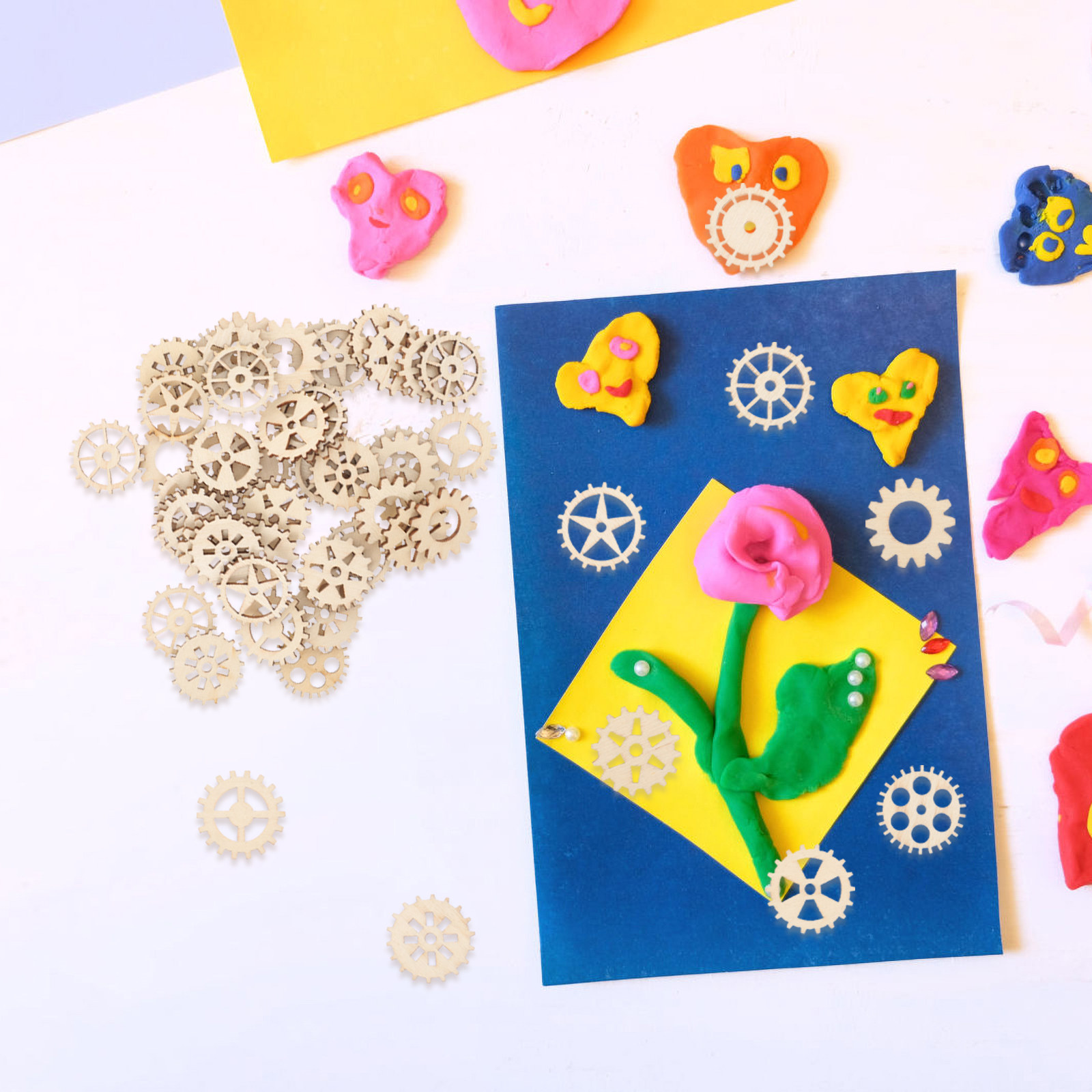 Kit de 100 Engrenages en Bois  - Art And Craft For Nursery avis et prix