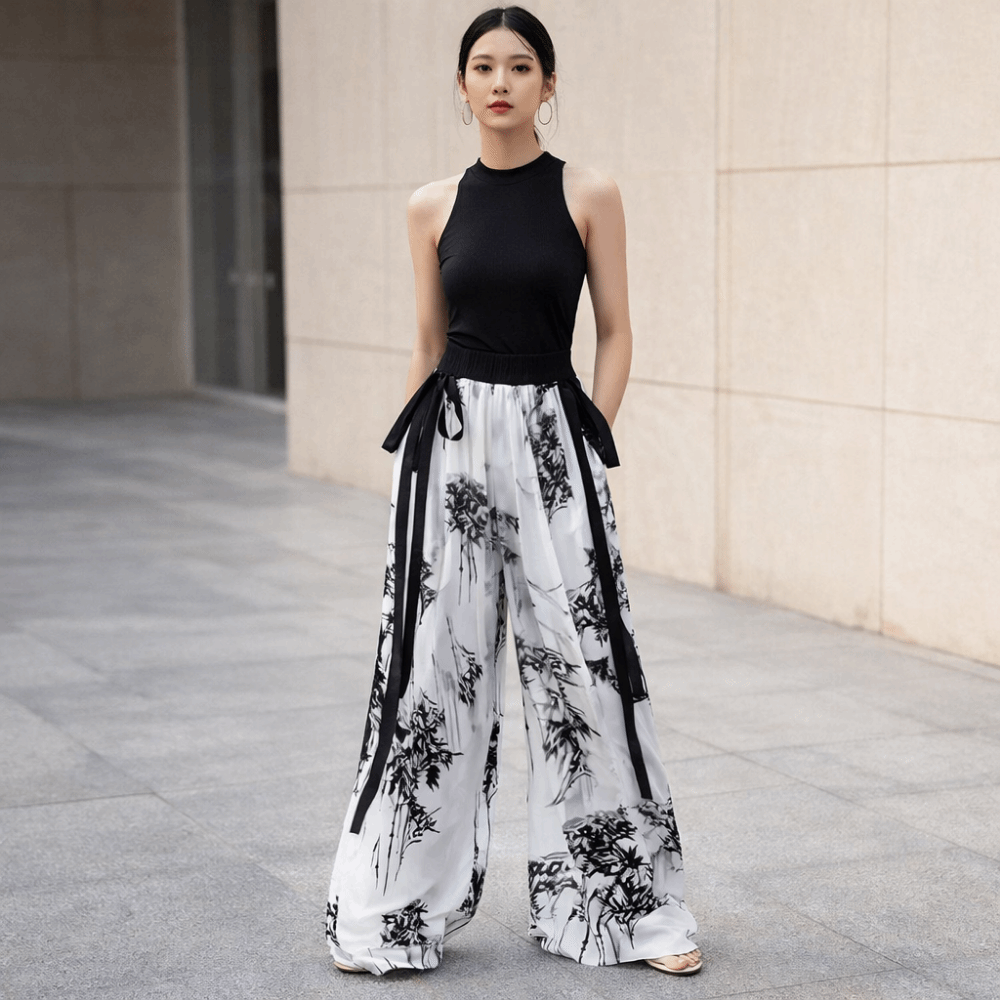 Pantalon décontracté rétro en  - Silk Painting Dye avis et prix